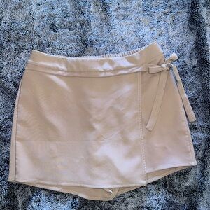 Blush Mini Skort in Light Beige with Side Tie